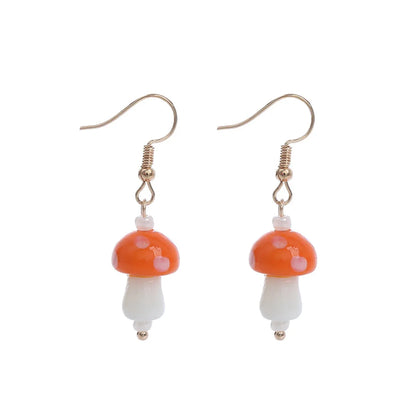 1 Pair Fashion Mushroom Glass Women'S Drop Earrings