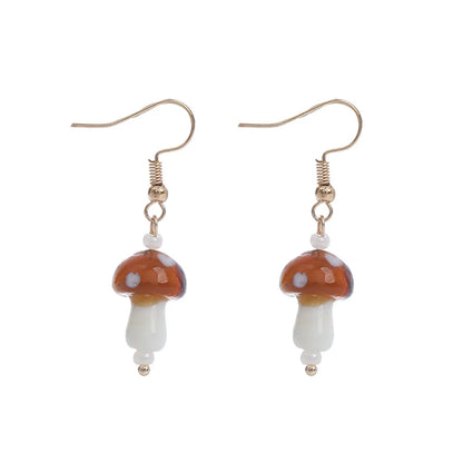 1 Pair Fashion Mushroom Glass Women'S Drop Earrings