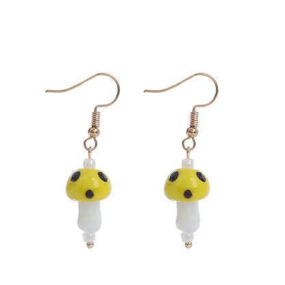 1 Pair Fashion Mushroom Glass Women'S Drop Earrings