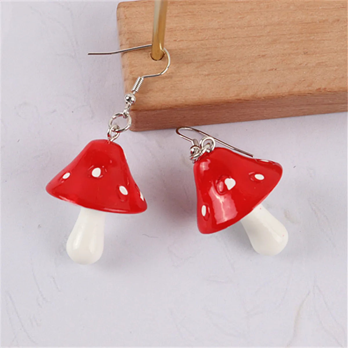 1 Pair Fashion Mushroom Plastic Resin Patchwork Women'S Drop Earrings