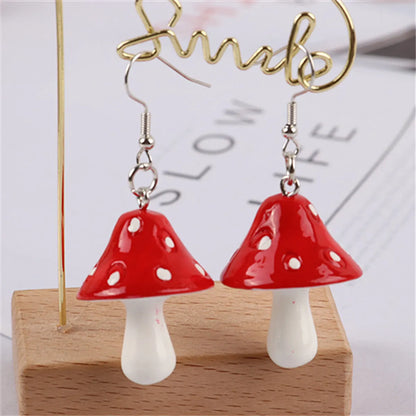 1 Pair Fashion Mushroom Plastic Resin Patchwork Women'S Drop Earrings