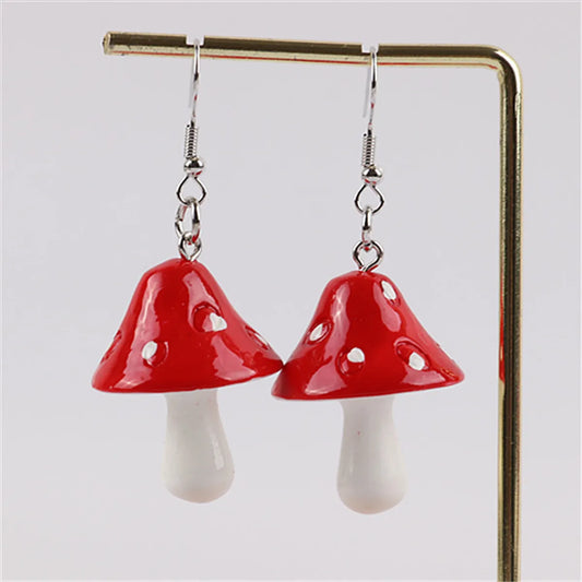 1 Pair Fashion Mushroom Plastic Resin Patchwork Women'S Drop Earrings