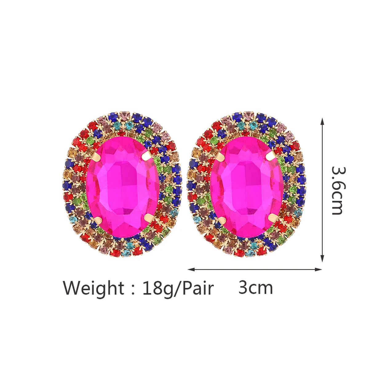 1 Pair Fashion Oval Metal Inlay Zircon Women'S Ear Studs