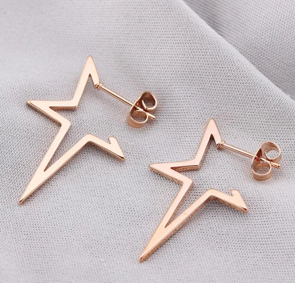 1 Pair Fashion Pentagram Plating 304 Stainless Steel 18K Gold Plated Ear Studs