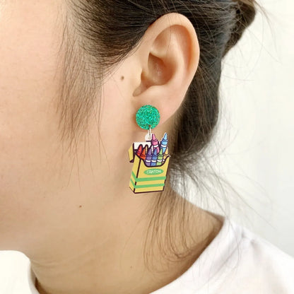 1 Pair Fashion Printing Arylic Printing Drop Earrings