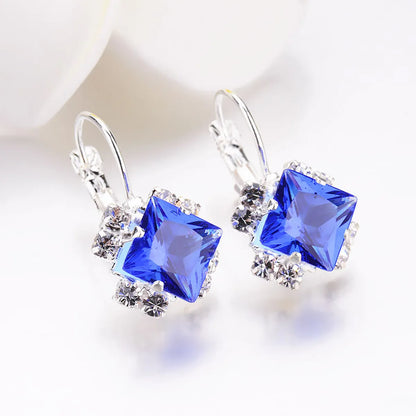 1 Pair Fashion Rhombus Alloy Plating Rhinestones Women'S Earrings