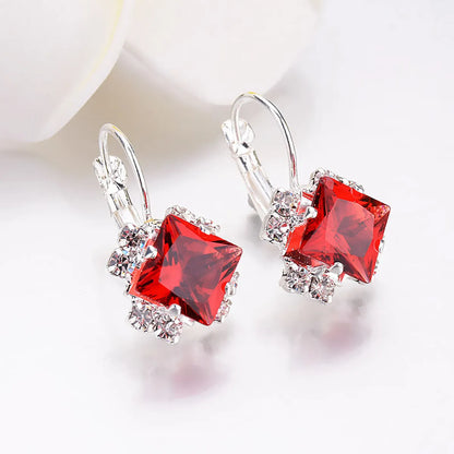 1 Pair Fashion Rhombus Alloy Plating Rhinestones Women'S Earrings