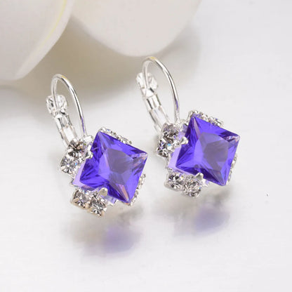 1 Pair Fashion Rhombus Alloy Plating Rhinestones Women'S Earrings