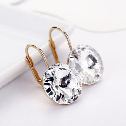 1 Pair Fashion Round Alloy Austrian Crystal Women's Drop Earrings