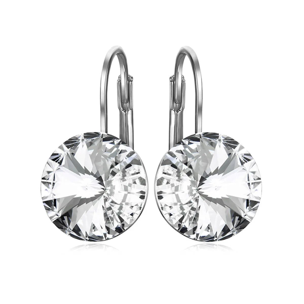 1 Pair Fashion Round Alloy Austrian Crystal Women's Drop Earrings