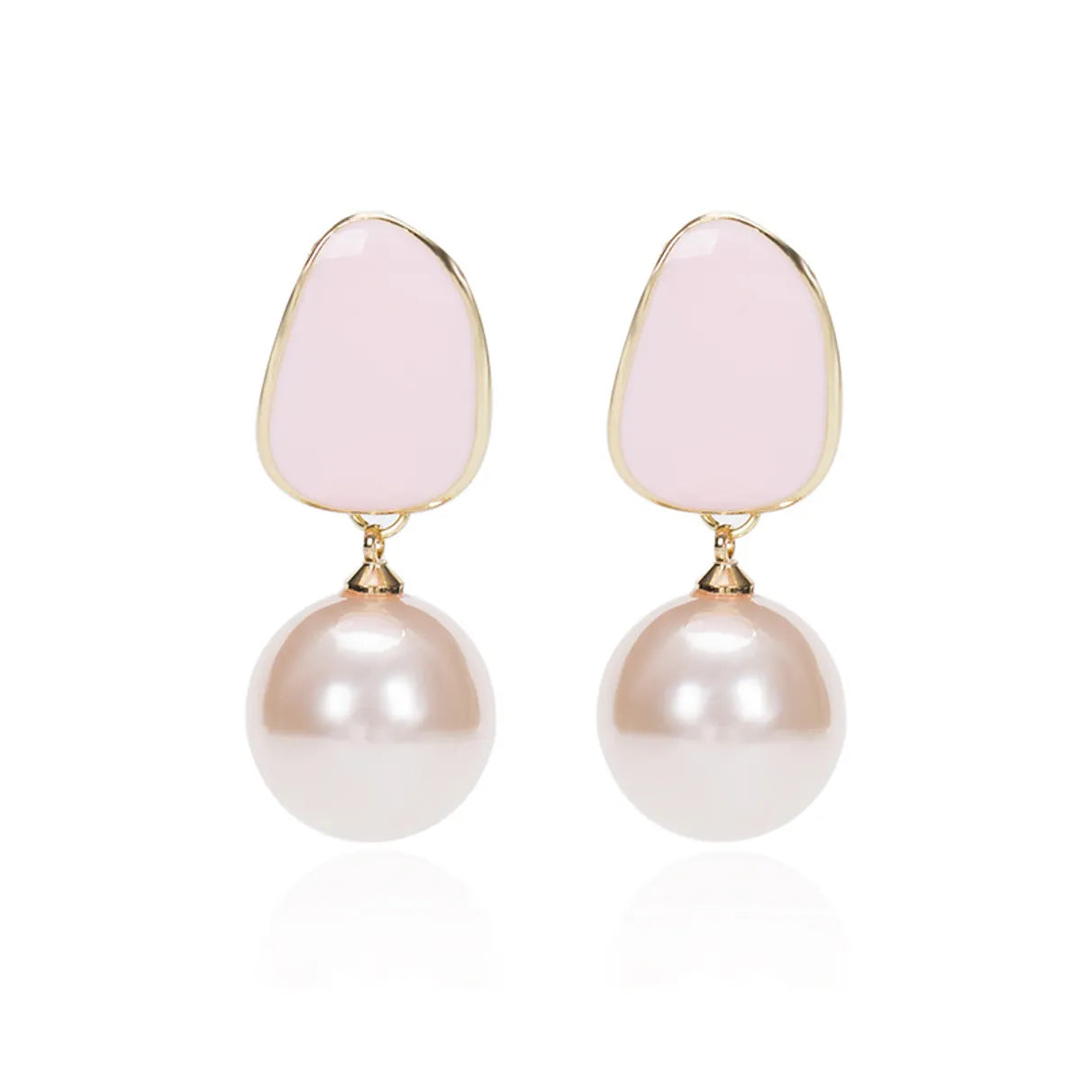 1 Pair Fashion Round Alloy Enamel Plating Inlay Pearl Women's Drop Earrings