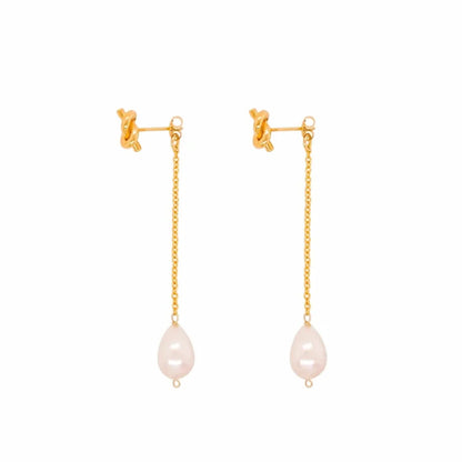 1 Pair Fashion Round Artificial Pearl Copper Plating Drop Earrings