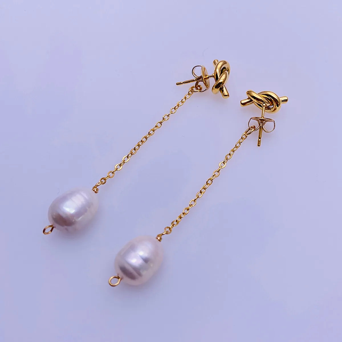 1 Pair Fashion Round Artificial Pearl Copper Plating Drop Earrings