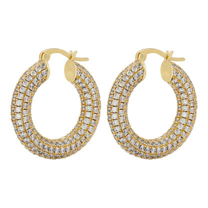 1 Pair Fashion Round Copper Plating Zircon Earrings