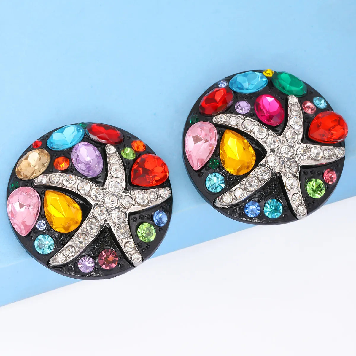 1 Pair Fashion Round Coral Alloy Inlay Rhinestones Women'S Ear Studs