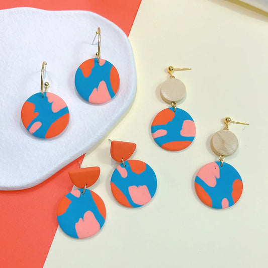 1 Pair Fashion Round Soft Clay Women's Drop Earrings