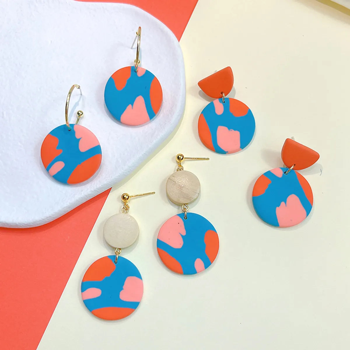 1 Pair Fashion Round Soft Clay Women's Drop Earrings