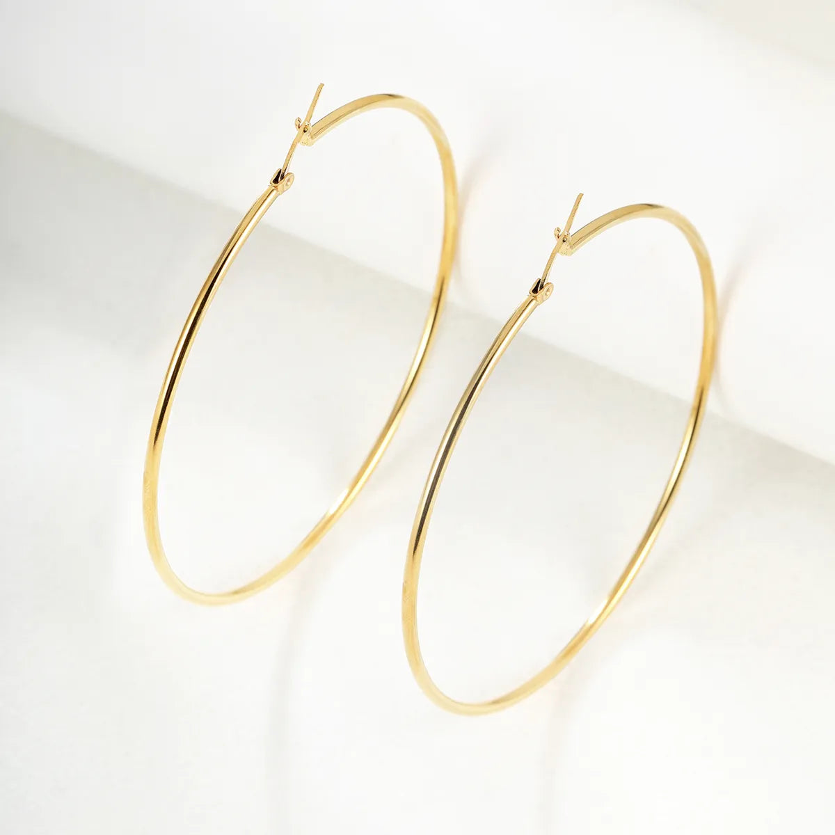 1 Pair Fashion Round Stainless Steel Plating Hoop Earrings