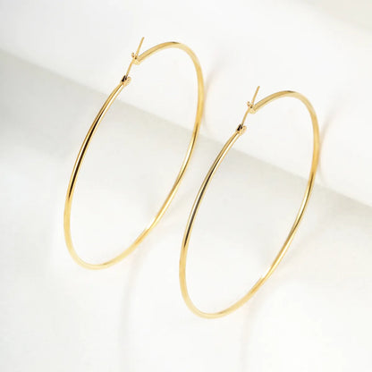 1 Pair Fashion Round Stainless Steel Plating Hoop Earrings