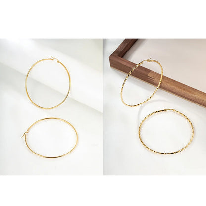 1 Pair Fashion Round Stainless Steel Plating Hoop Earrings