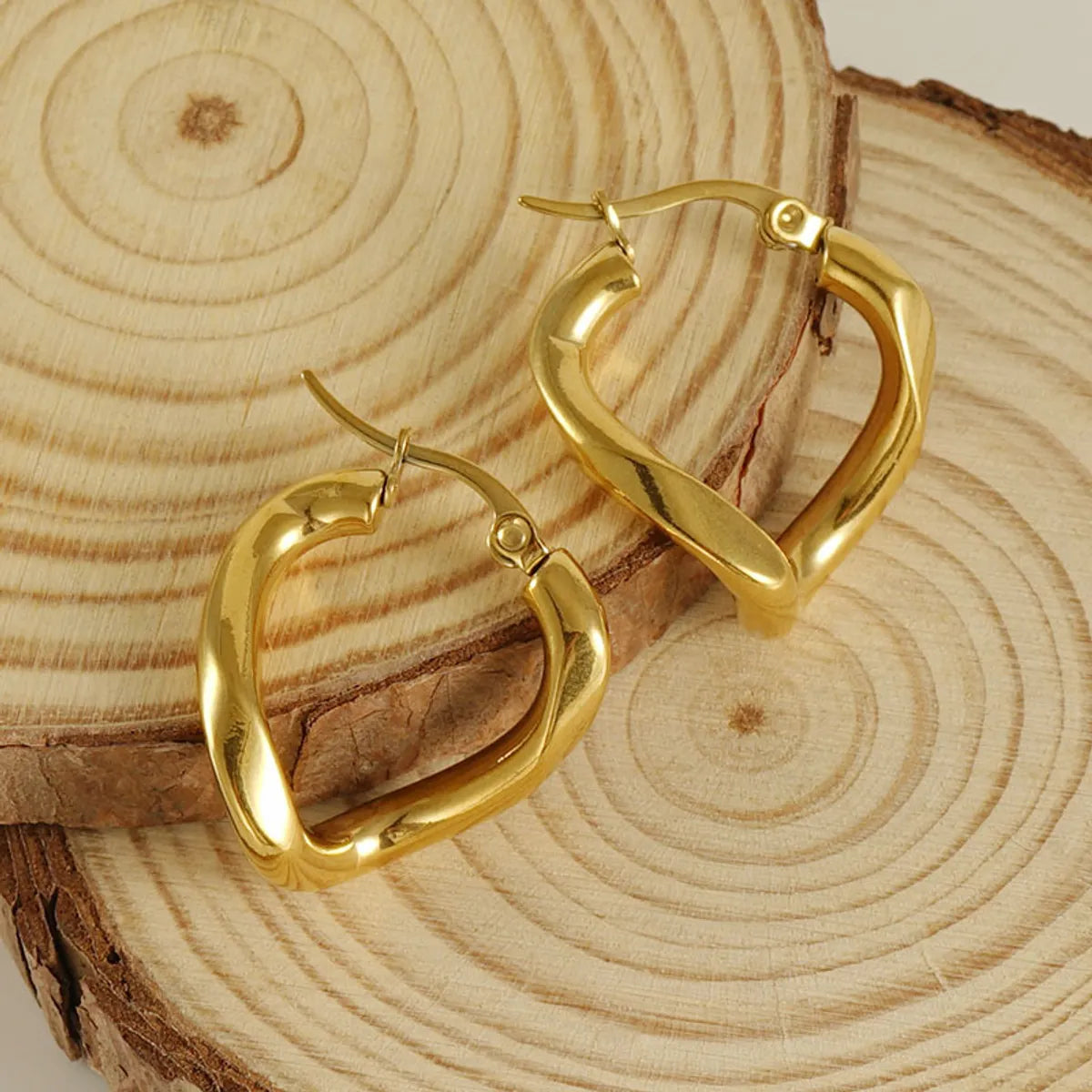 1 Pair Simple Style Geometric Irregular Stainless Steel 18k Gold Plated Hoop Earrings