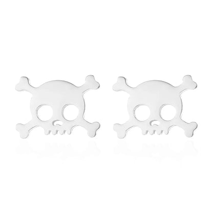 1 Pair Fashion Skull Stainless Steel Plating Ear Studs