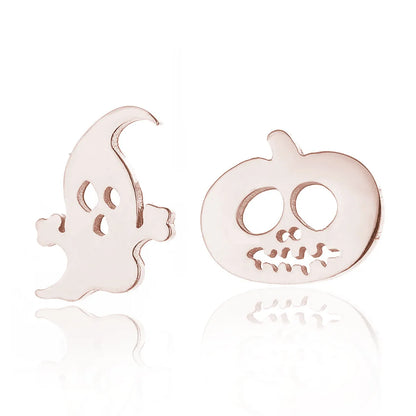 1 Pair Fashion Skull Stainless Steel Plating Ear Studs