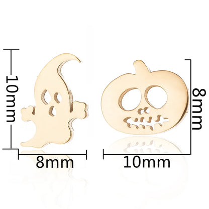 1 Pair Fashion Skull Stainless Steel Plating Ear Studs