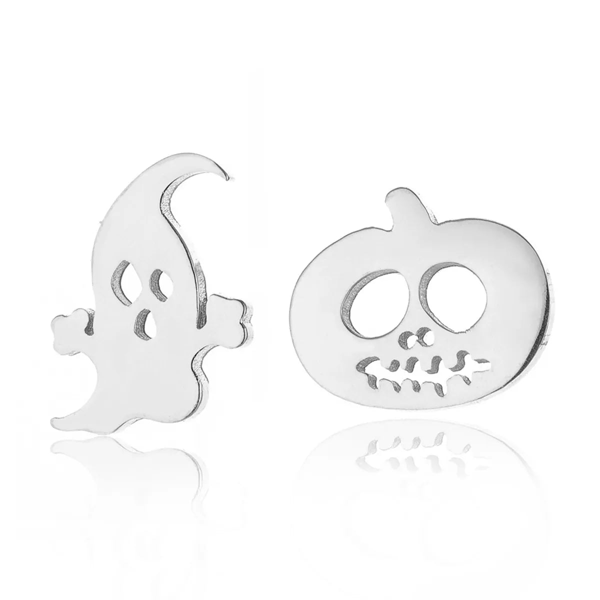 1 Pair Fashion Skull Stainless Steel Plating Ear Studs