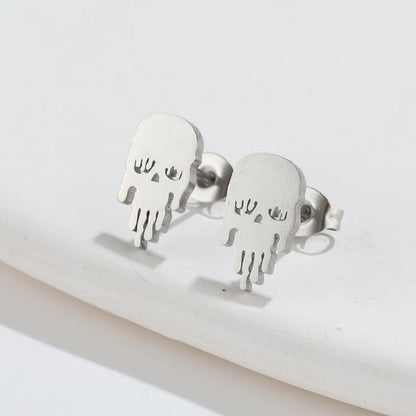 1 Pair Fashion Skull Plating 304 Stainless Steel 18K Gold Plated Ear Studs