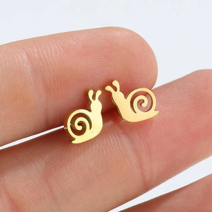 1 Pair Fashion Snails 304 Stainless Steel 18K Gold Plated Ear Studs