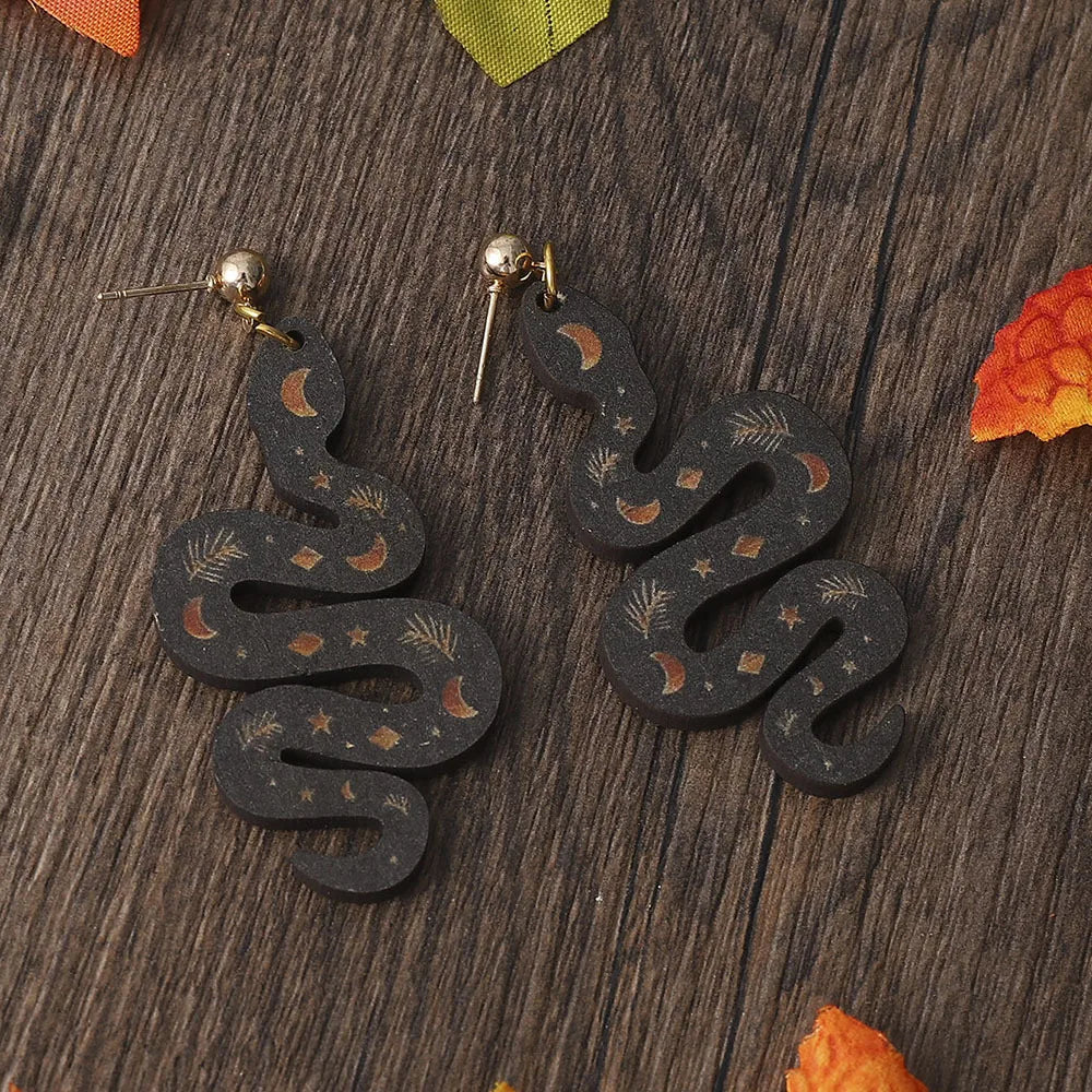 1 Pair Fashion Snake Wood Women'S Drop Earrings