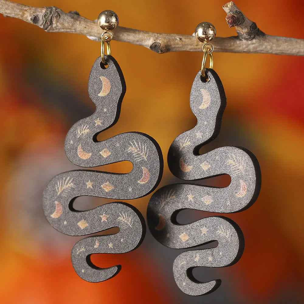 1 Pair Fashion Snake Wood Women'S Drop Earrings