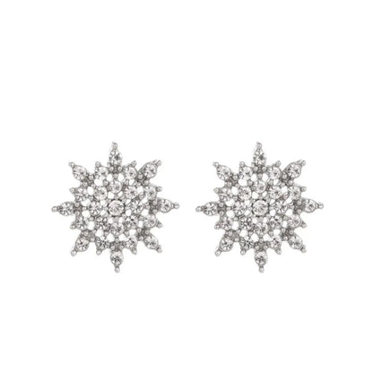 1 Pair Fashion Snowflake Alloy Inlay Rhinestones Women's Ear Studs