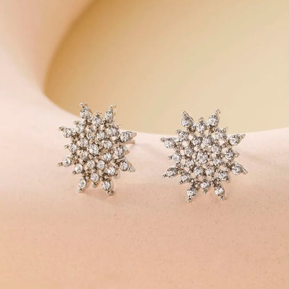 1 Pair Fashion Snowflake Alloy Inlay Rhinestones Women's Ear Studs