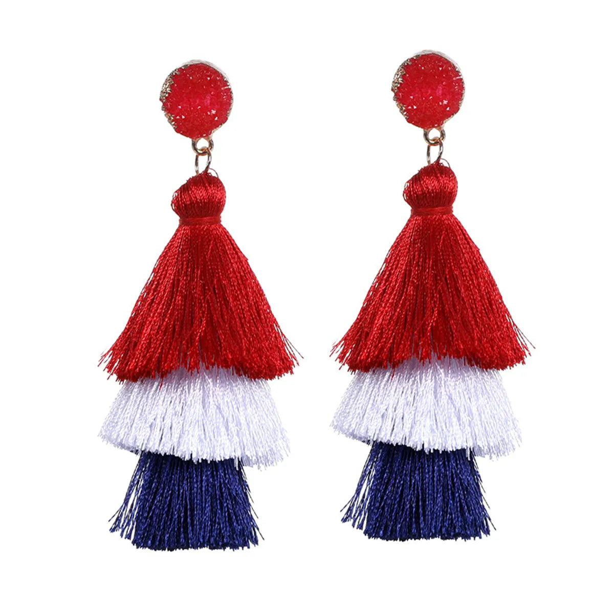 1 Pair Fashion Solid Color Alloy Cloth Tassel Women'S Drop Earrings