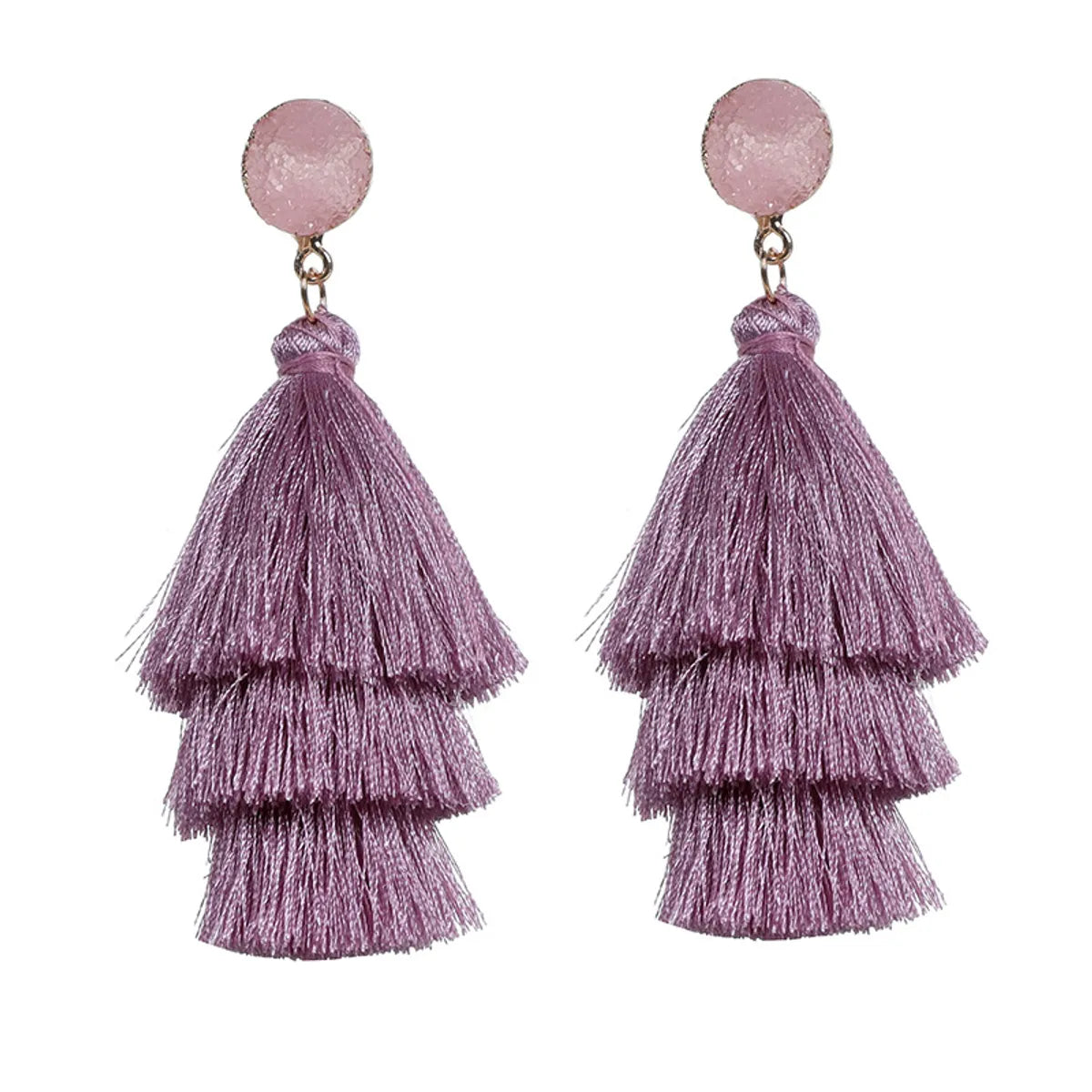 1 Pair Fashion Solid Color Alloy Cloth Tassel Women'S Drop Earrings