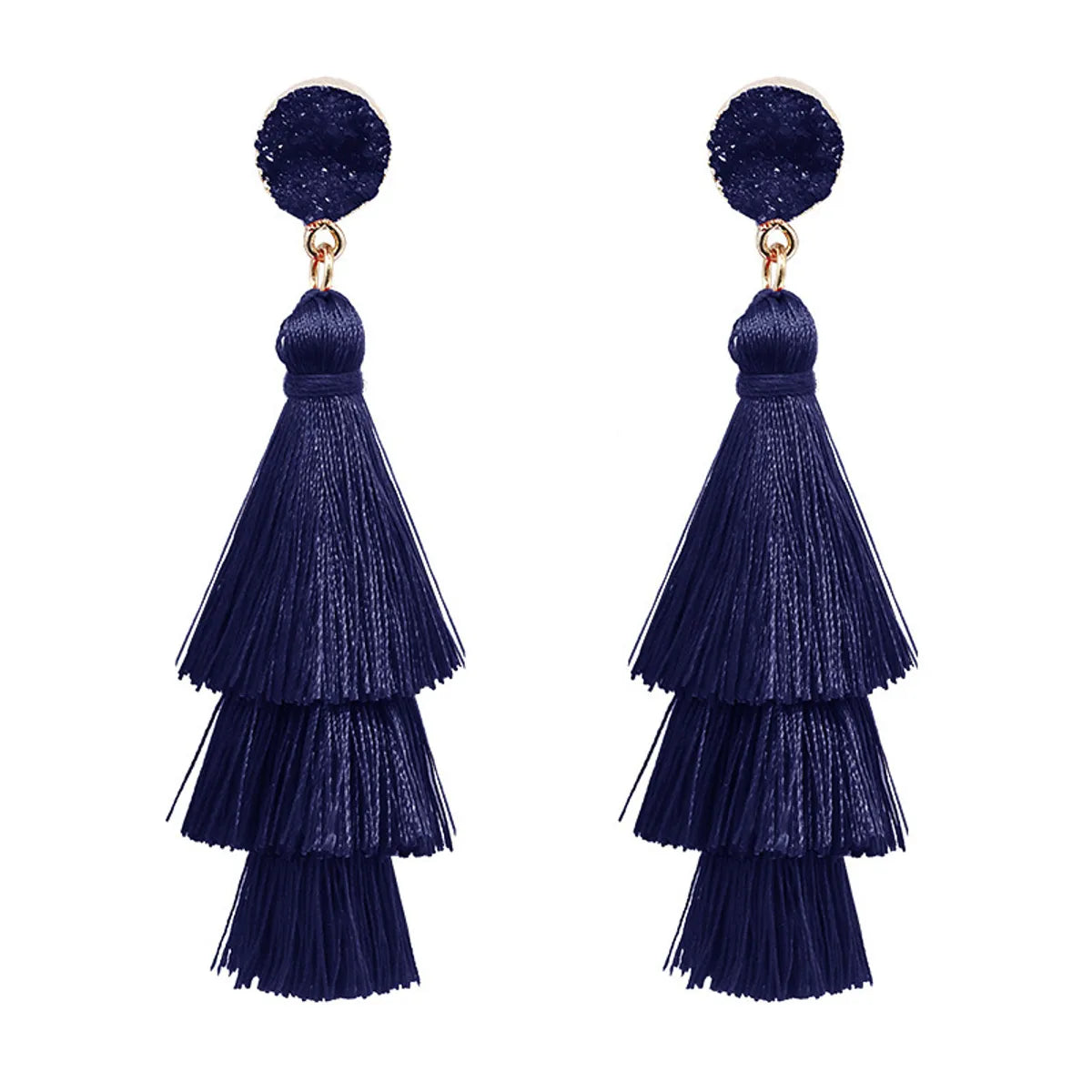 1 Pair Fashion Solid Color Alloy Cloth Tassel Women'S Drop Earrings