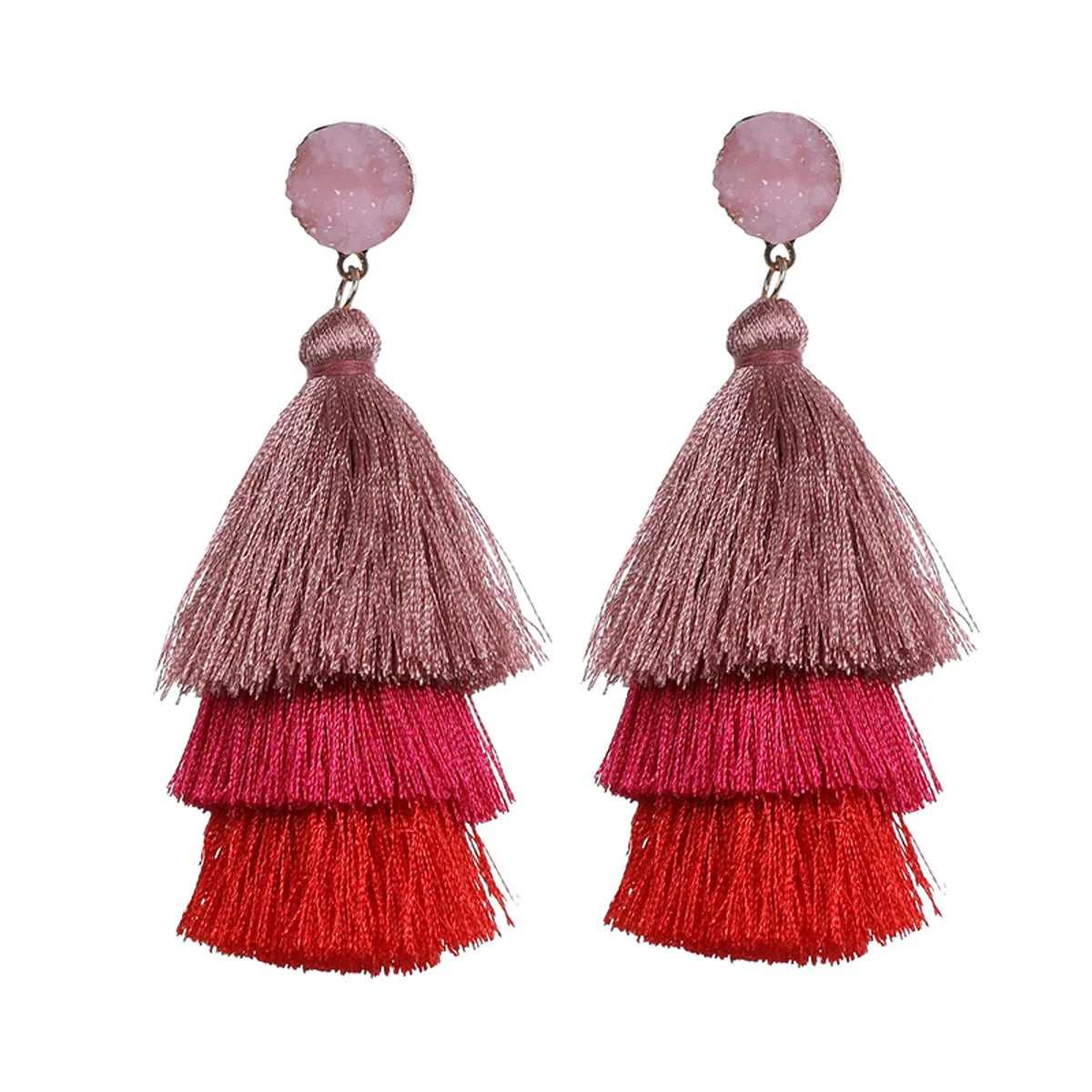 1 Pair Fashion Solid Color Alloy Cloth Tassel Women'S Drop Earrings