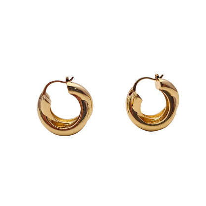 1 Pair Fashion Solid Color Copper Plating Hoop Earrings