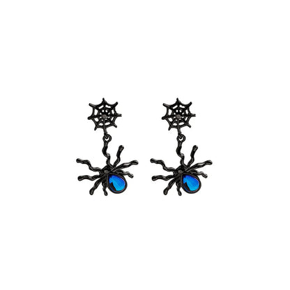 1 Pair Fashion Spider Alloy Plating Inlay Artificial Gemstones Women'S Drop Earrings