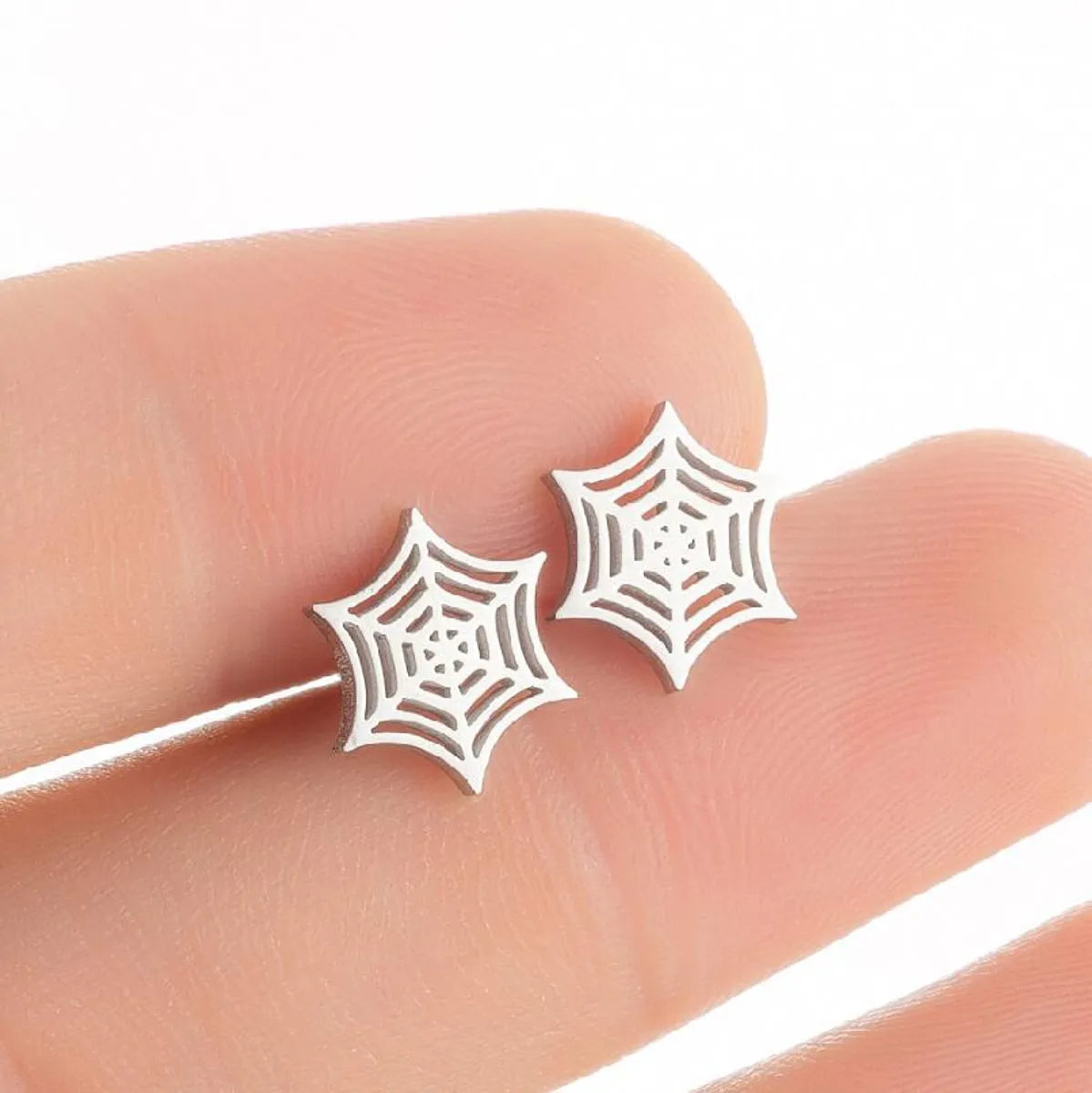 1 Pair Fashion Spider Web Plating Titanium Steel Ear Studs