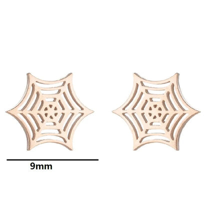 1 Pair Fashion Spider Web Plating Titanium Steel Ear Studs