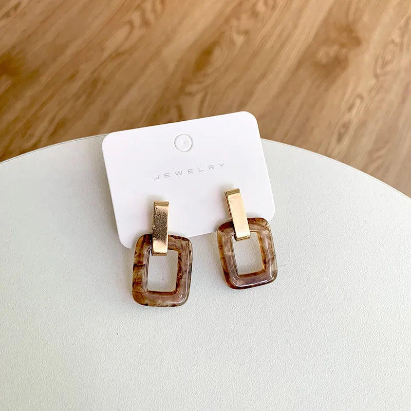 1 Pair Fashion Square Arylic Resin Women'S Drop Earrings