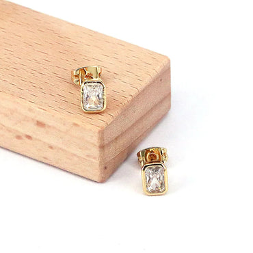 1 Pair Fashion Square Copper Plating Inlay Zircon Ear Studs