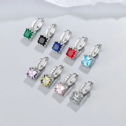 1 Pair Fashion Square Copper Plating Zircon Earrings