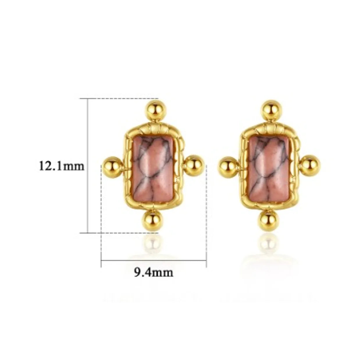 1 Pair Fashion Square Stainless Steel Plating Inlay Turquoise Ear Studs