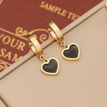 1 Pair Fashion Star Heart Shape Butterfly Stainless Steel Enamel Drop Earrings