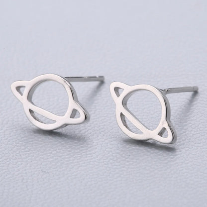 1 Pair Fashion Star Heart Shape Fish Tail Sterling Silver Plating Ear Studs