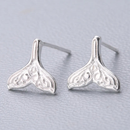 1 Pair Fashion Star Heart Shape Fish Tail Sterling Silver Plating Ear Studs